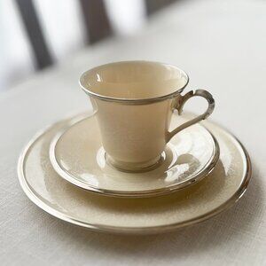 Rare Vintage Lenox Moonspun 3-Piece Place Setting | Cup, Saucer & Salad Plate